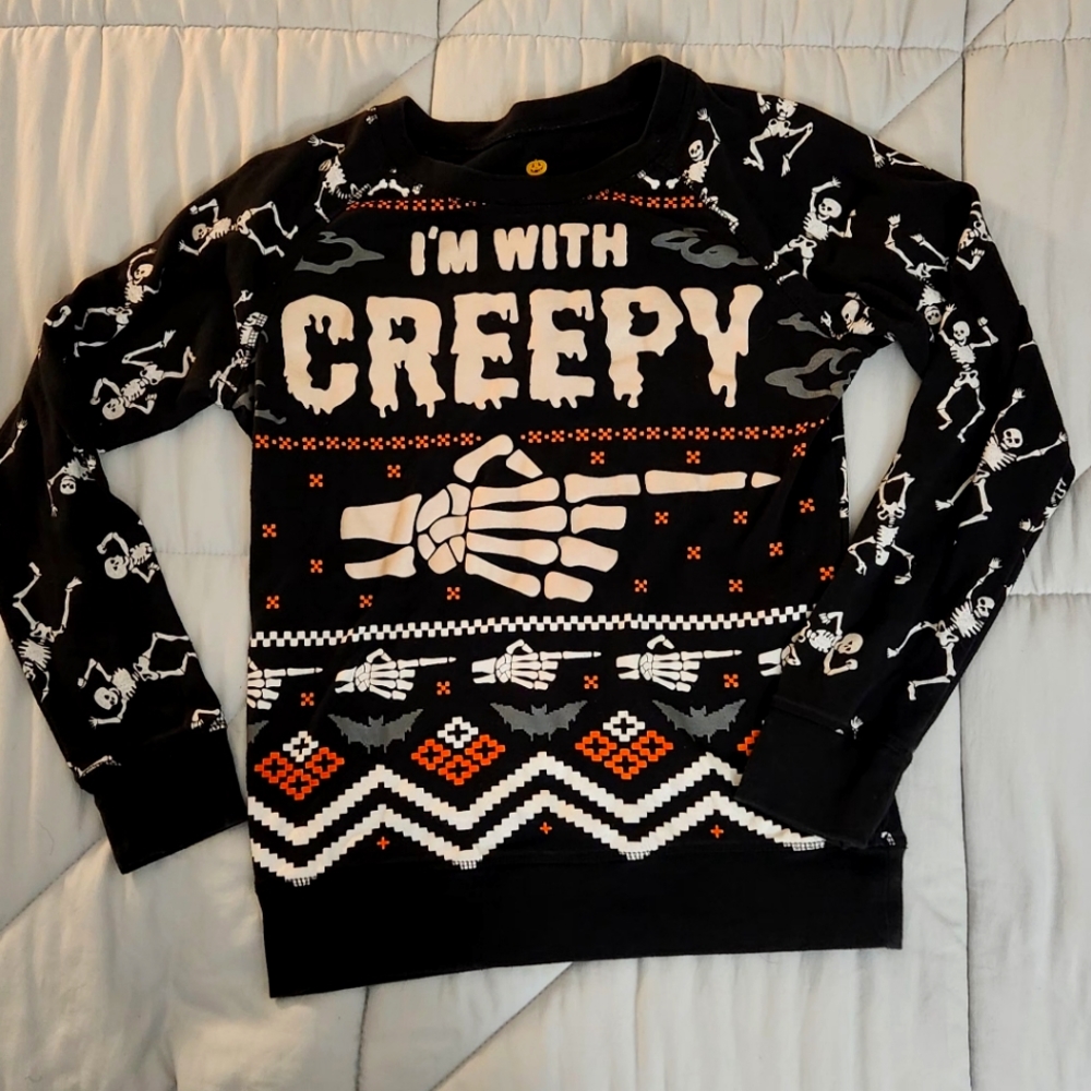 Glow in the dark halloween pullover womens S